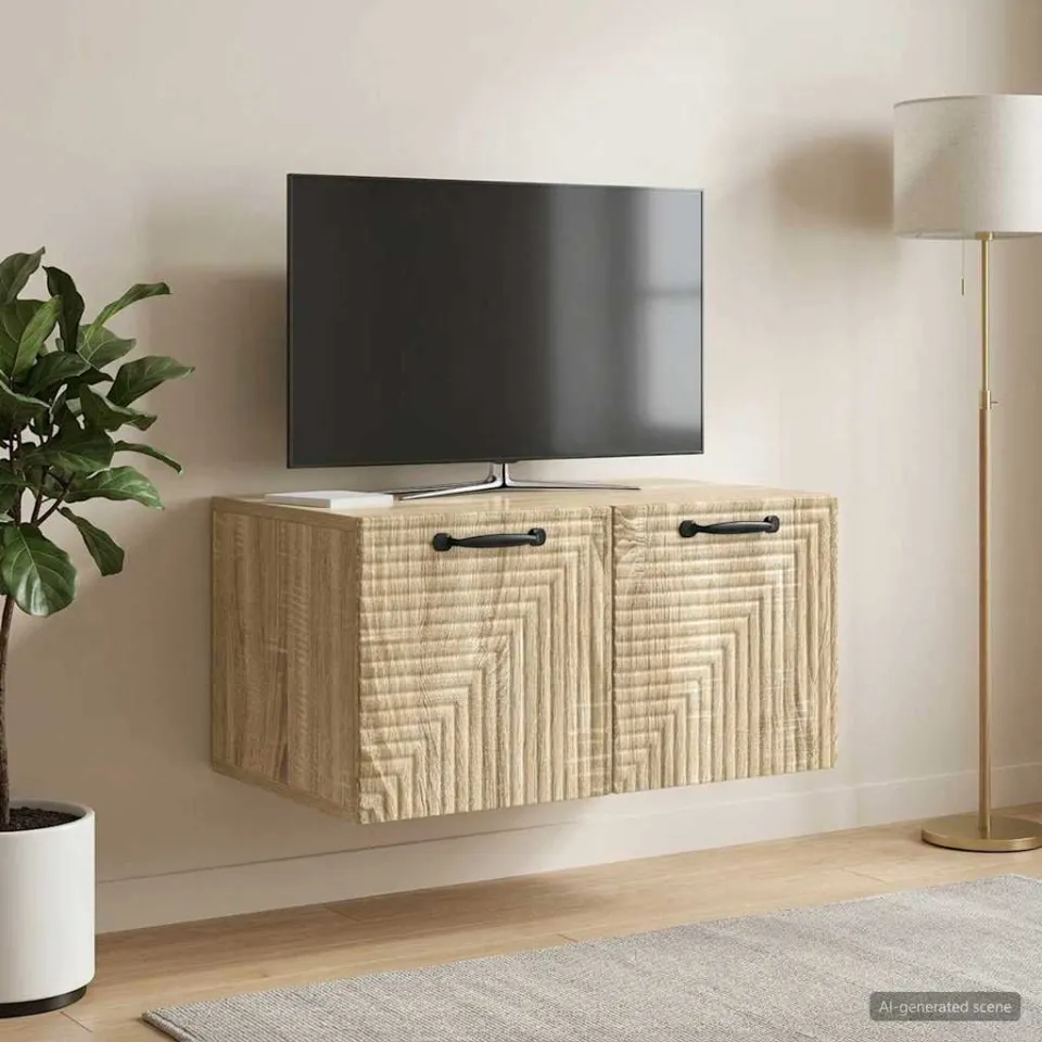 vidaXL Wandbeugel TV-kast Sonoma Eiken 59,5 x 41 x 30 cm Bewerkt hout, foto 4