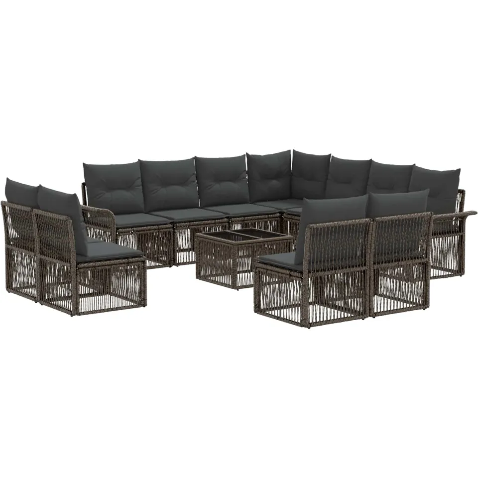 vidaXL Tuinbankenset 12 st 11-zits Grijs poly rattan, foto 3