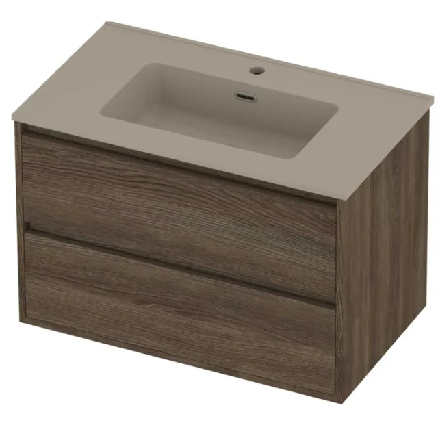Proline Tribute Badmeubelset Porselein Elegant 1 Gat 80x46x54 cm Mat Crème Cotton Vital Oak Eiken