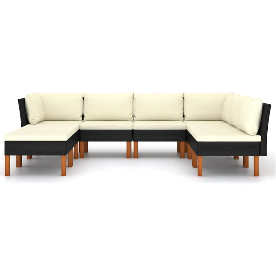 vidaXL 8-delige Loungeset met kussens poly rattan zwart