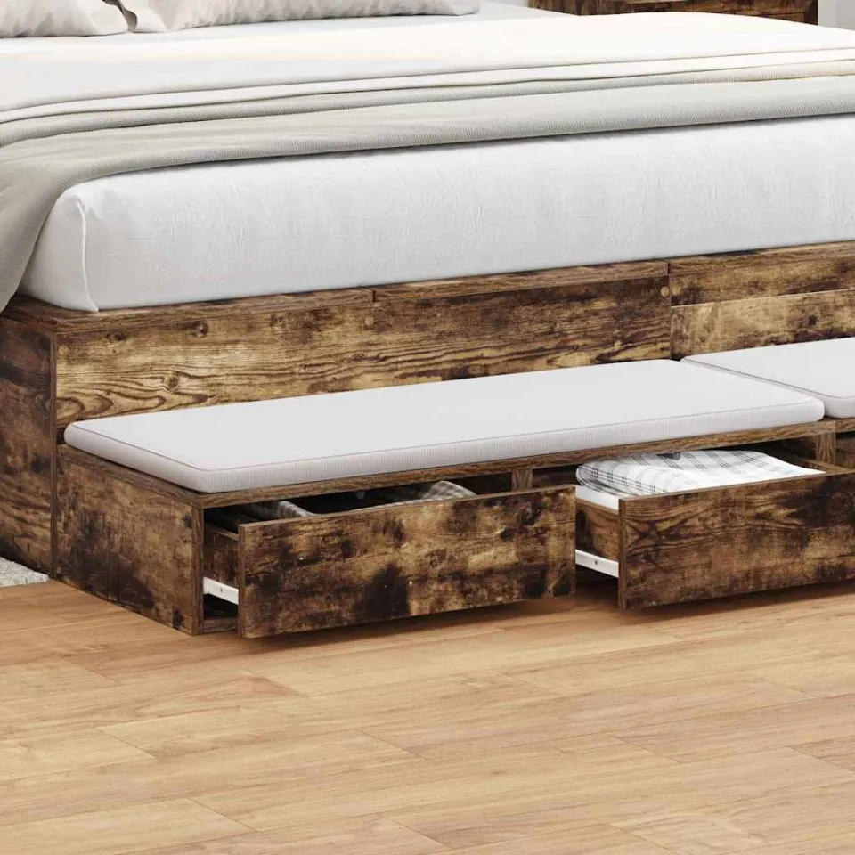 vidaXL Bedlades Gerookt eiken 180 x 36,5 x 16,5 cm Bewerkt hout, foto 3