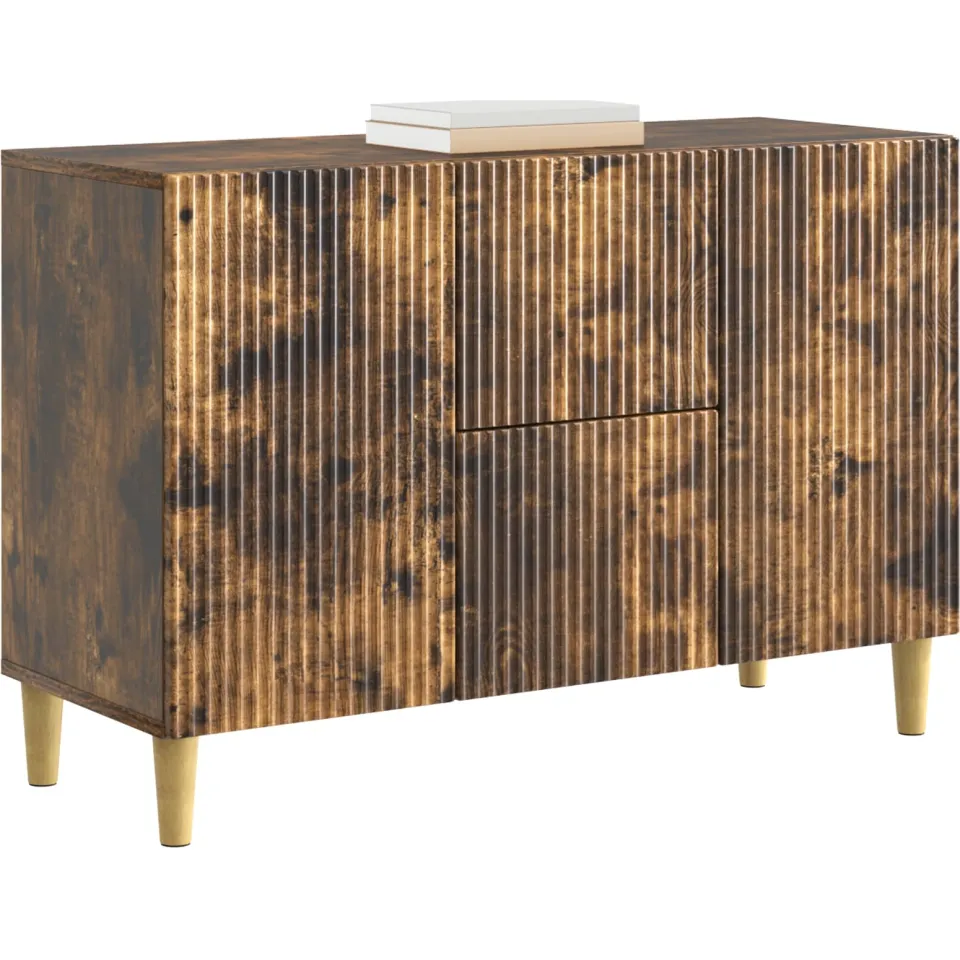 vidaXL Dressoir Gerookt eiken 89 x 34,5 x 60 cm Bewerkt hout, foto 2