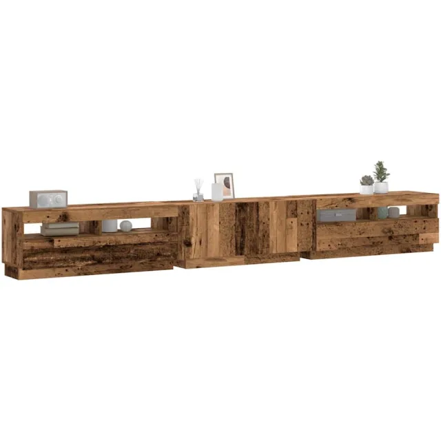 vidaXL Tv-meubel met LED 300x35x40 cm bewerkt hout oud hout Bruin