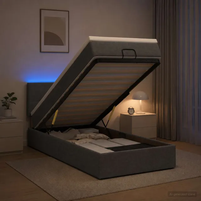 vidaXL Ottoman Bed met Matrassen en LED Donkergrijs 80 x 200 cm Stof