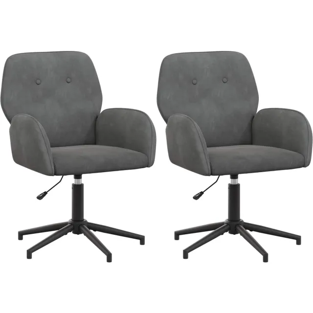 vidaXL Draaibureau - stoelen - 2 - st - fluweel - 54 - x - 55 - x - 90 - cm - Donkergrijs