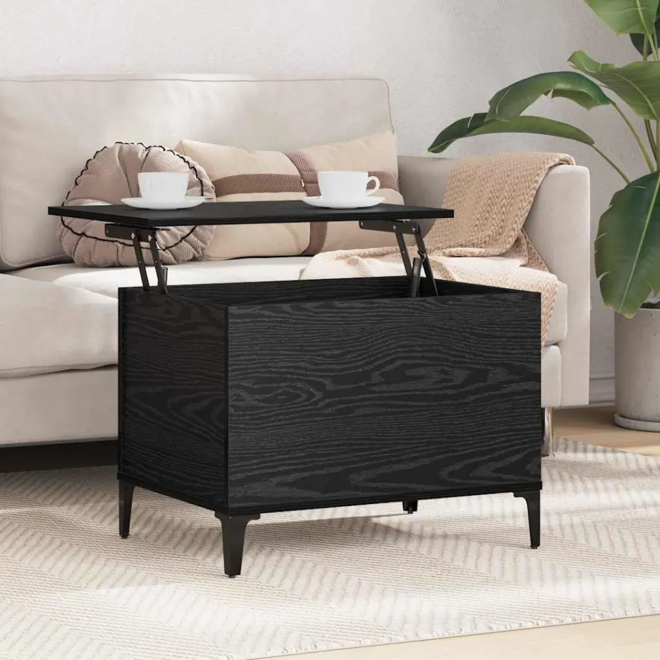 vidaXL Salontafel Zwart Eiken 60 x 44,5 x 45 cm Bewerkt hout, foto 4