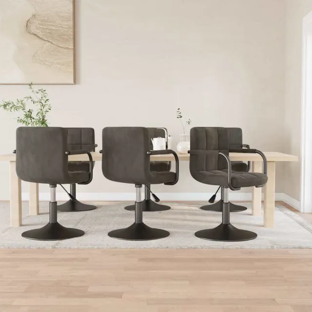 vidaXL Eetkamerstoelen draaibaar 6 st fluweel donkergrijs