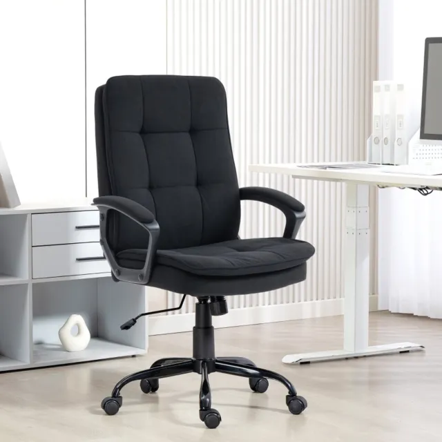 OKWISH Bureaustoel 63 x 70 x 102-112 cm - Verstelbare Zithoogte en Wipfunctie - Voor Kantoor en Thuiswerkplek - Linnen - Zwart