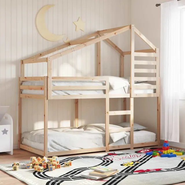 vidaXL Stapelbedframe zonder matras massief grenenhout 90x200 cm bruin