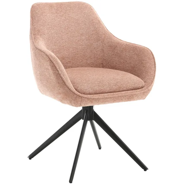 Livingfurn Eetkamerstoel Stof Roze - Draaibaar - 64x59x84cm - Thomas - Livingfurn - Set van 2