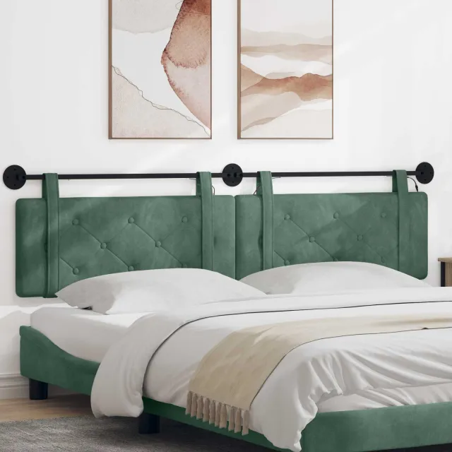 vidaXL Hangend hoofdbord Met LED-verlichting Zeegroen Fluweel