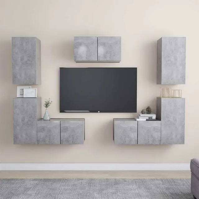 vidaXL 7-delige Tv-meubelset bewerkt hout betongrijs grijs, foto 2