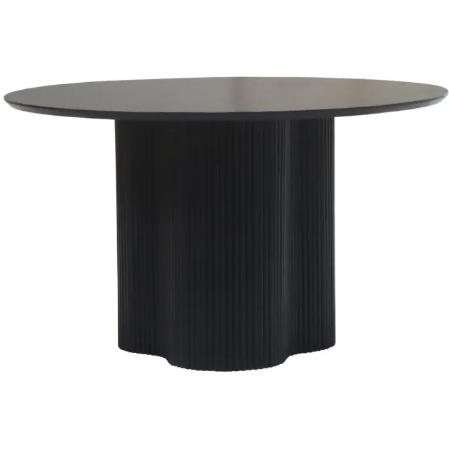 Lizzely Garden & Living Eettafel Japandi rond duurzaam mangohout Demi 130cm zwart organische eettafel
