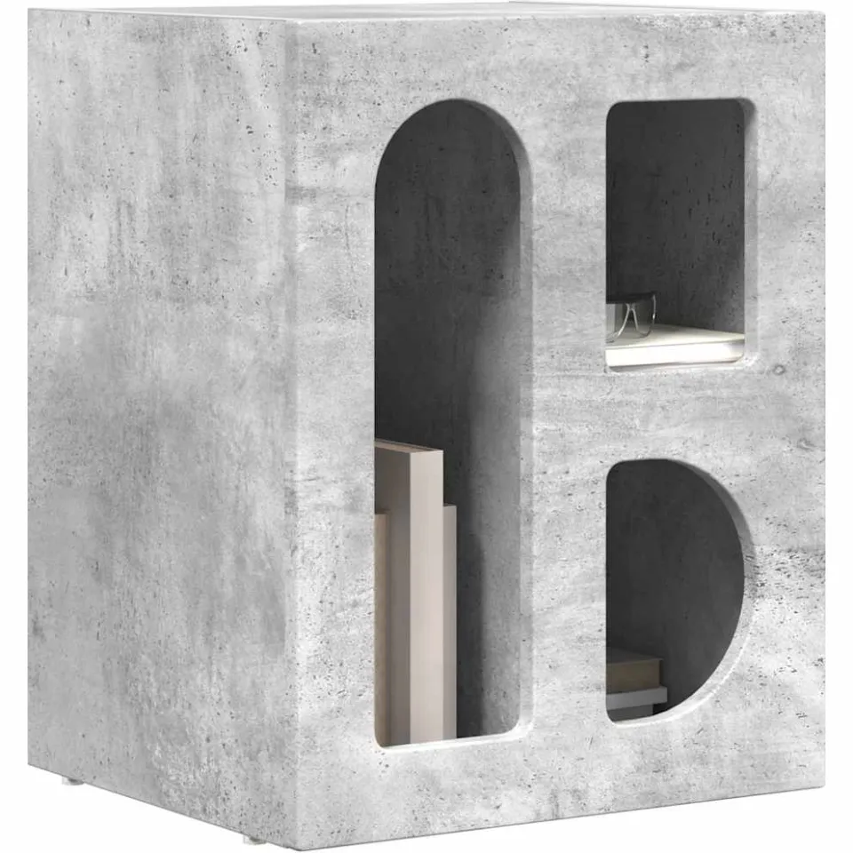 vidaXL Nachtkastje ELST 2 st Beton Grijs 40 x 35 x 50 cm Bewerkt hout