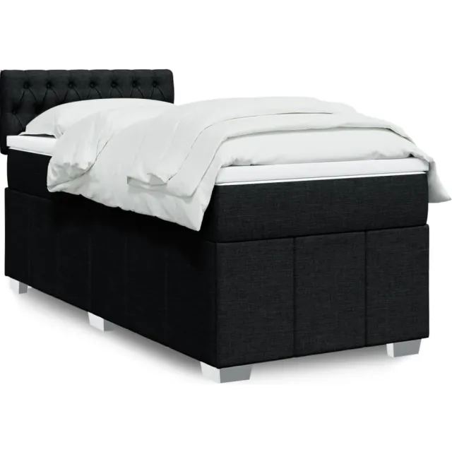 vidaXL Boxspring met matras stof zwart 100x200 cm