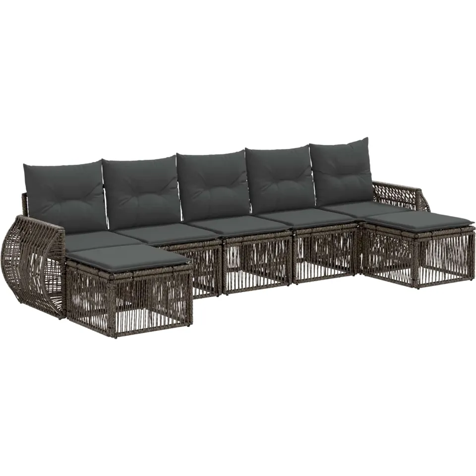 vidaXL Tuinbankenset 7 st 7-zits Grijs en Donkergrijs poly rattan, foto 3