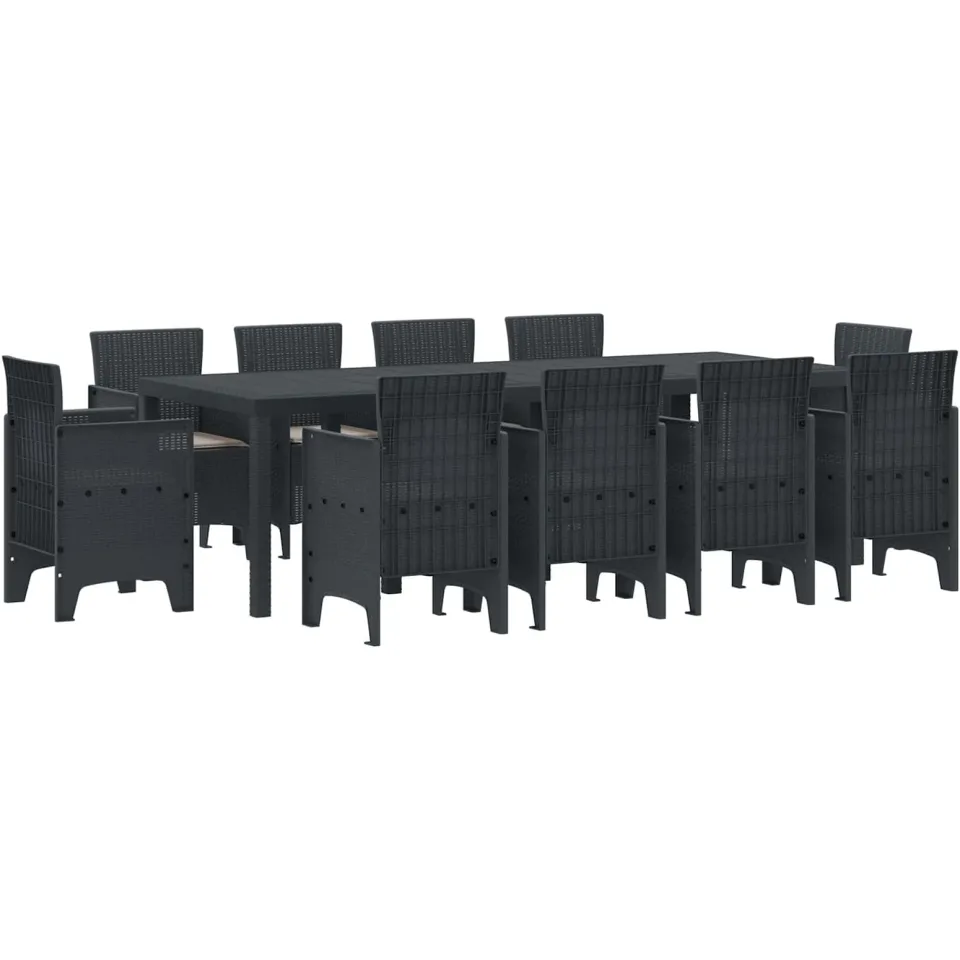 vidaXL Tuin Eetset 11 st Antraciet Polypropyleen Anthraciet
