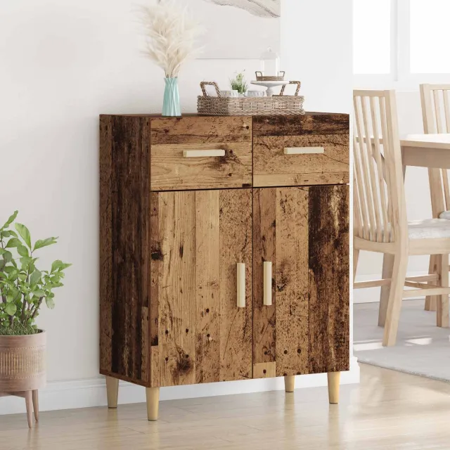 vidaXL Dressoir Oud hout 34 x 69.5 x 89 cm Bewerkt hout Bruin