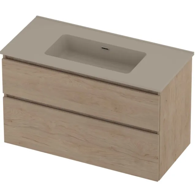 Proline Tribute Badmeubelset Porselein Elegant 100x46x62 cm Mat Crème Cotton Ideal Oak Eiken