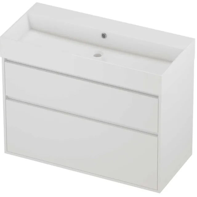 Proline Zara Badmeubelset Porselein Loft 100x46x78 cm Glans Wit Mat White Mat Wit