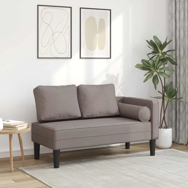 vidaXL Chaise longue met kussens stof taupe, foto 2