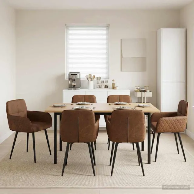 vidaXL Eettafelstoelen 6 st Nep Suede Leer Bruin 59 x 56,5 x 85 cm, foto 2