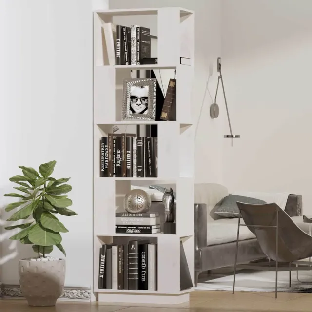 vidaXL Boekenkast/kamerscherm 51x25x163,5 cm massief grenenhout wit, foto 2