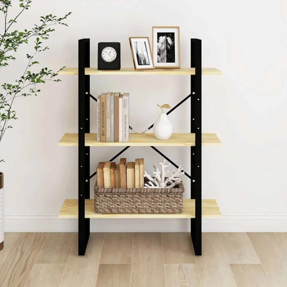 vidaXL Boekenkast met 3 schappen 80x30x105 cm massief grenenhout bruin, foto 3