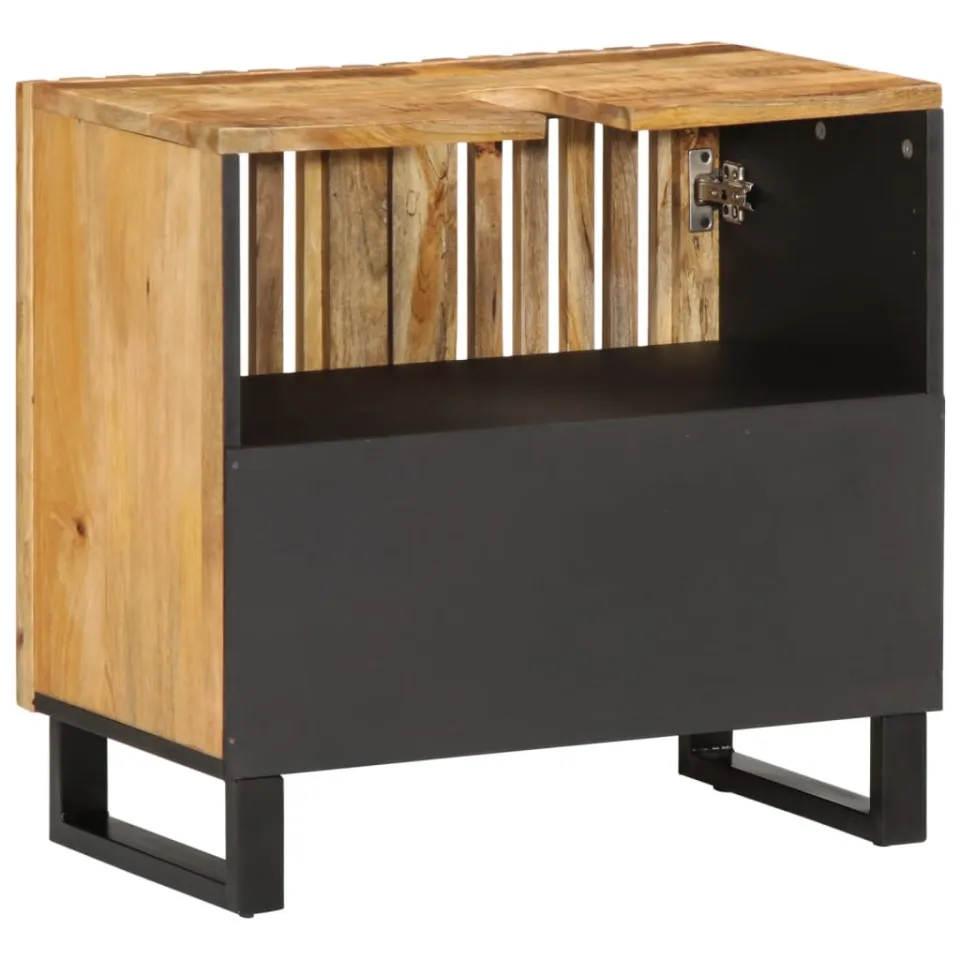 vidaXL Wastafelkast 62x34x58 cm massief ruw mangohout bruin, foto 4