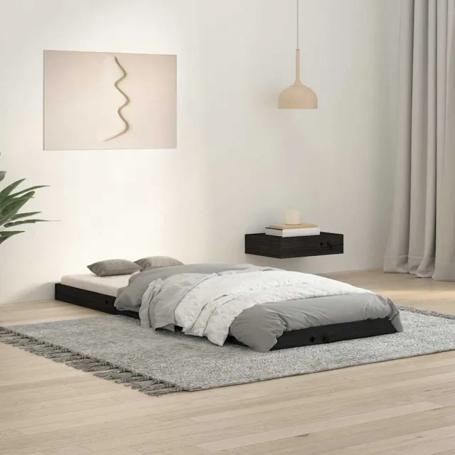vidaXL Bedframe massief grenenhout zwart 75x190 cm