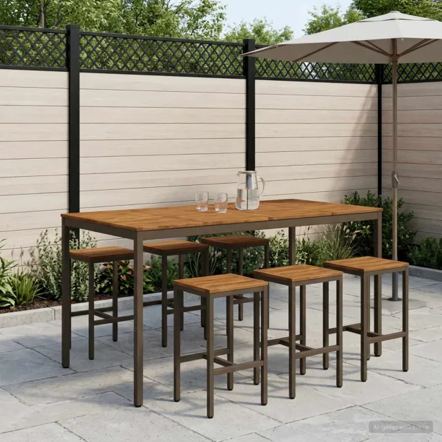 vidaXL Tuinbar Tafel NAARDEN Natuurlijk en Koffie 196 x 100,5 x 105 cm bruin, foto 2