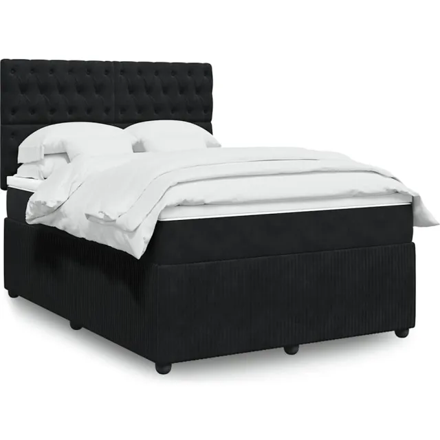 vidaXL Boxspring met matras fluweel zwart 160x200 cm