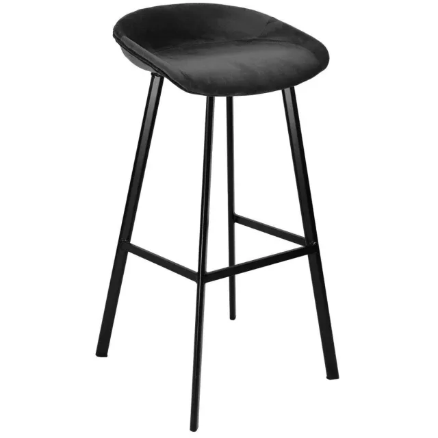 Kick Collection KICK® FINN Barkruk Donkergrijs – Zithoogte 70 cm – Velvet – Stalen Frame antraciet