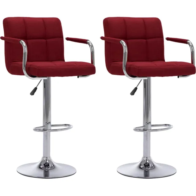 vidaXL Barstoelen 2 st stof wijnrood