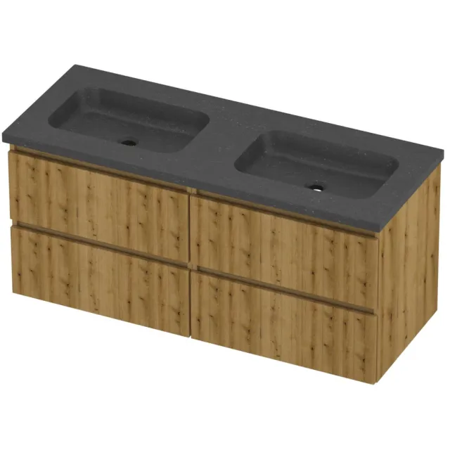 Proline Rollo Badmeubelset Hardsteen Elegant 4 Laden 120x46x54 cm Blue Stone Urban Oak Eiken
