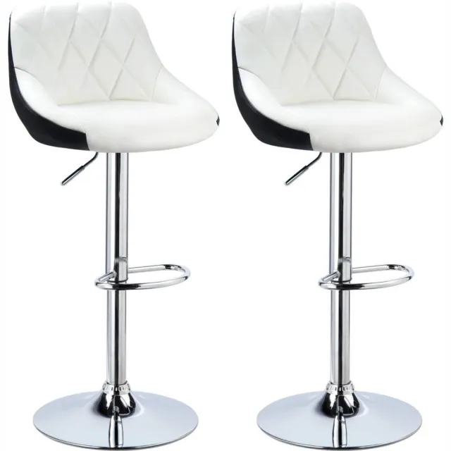 Happyment Barkrukken Diva - Met rugleuning - Kunstleer - Set van 2 - Keuken - Barstoelen ergonomisch - Wit - Verstelbaar in hoogte - Zithoogte 60-82cm