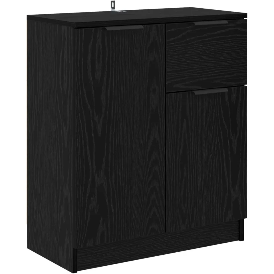 vidaXL Dressoir Zwart Eiken 60 x 30 x 70 cm Bewerkt hout, foto 3