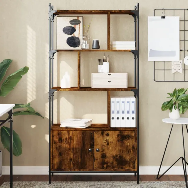 vidaXL Boekenkast met deuren 76,5x30x154,5 cm hout gerookt eikenkleur Bruin