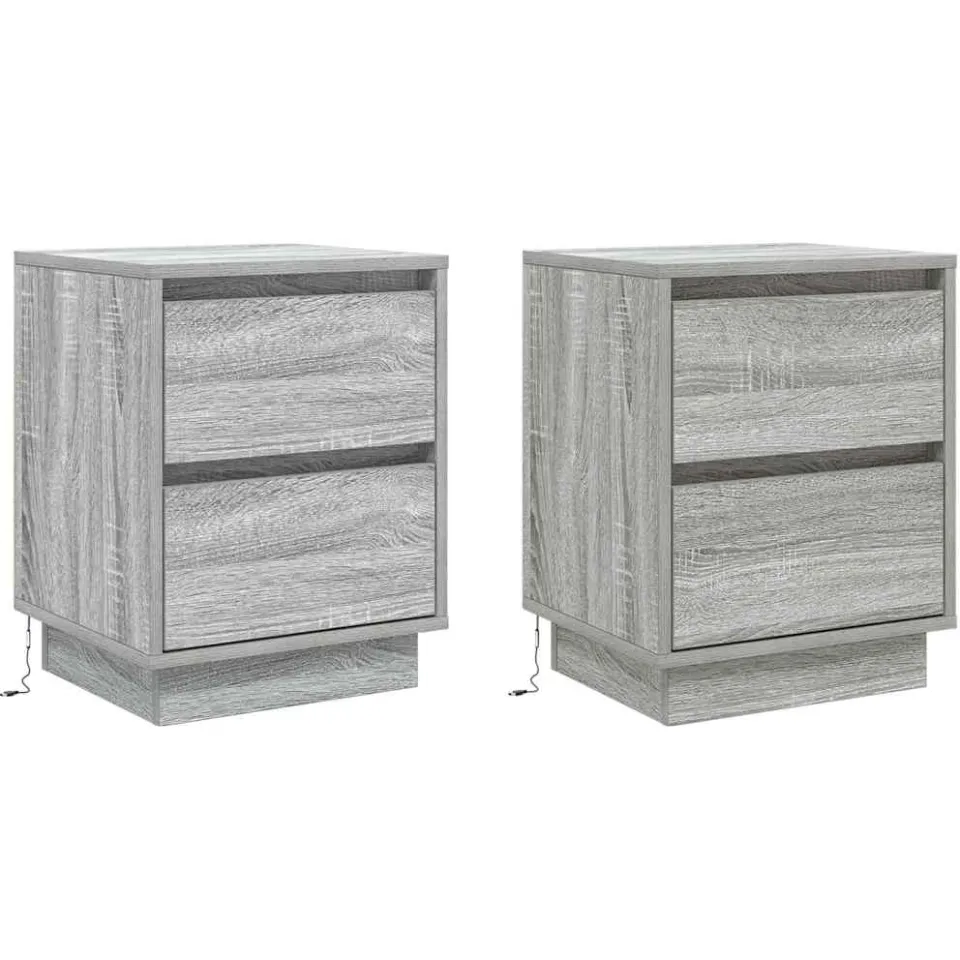 vidaXL Nachtkastje 2 st Grijs 39 x 34,5 x 50 cm Bewerkt hout, foto 3