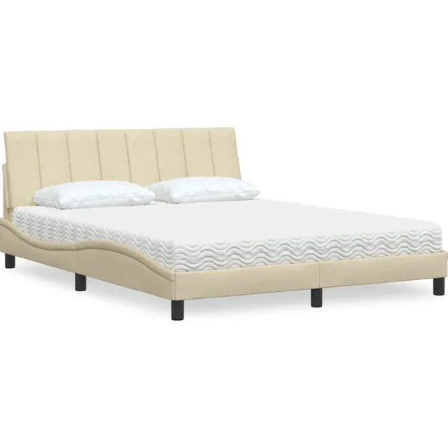 vidaXL Bed met matras "Hanko" stof crèmekleurig 160x200 cm