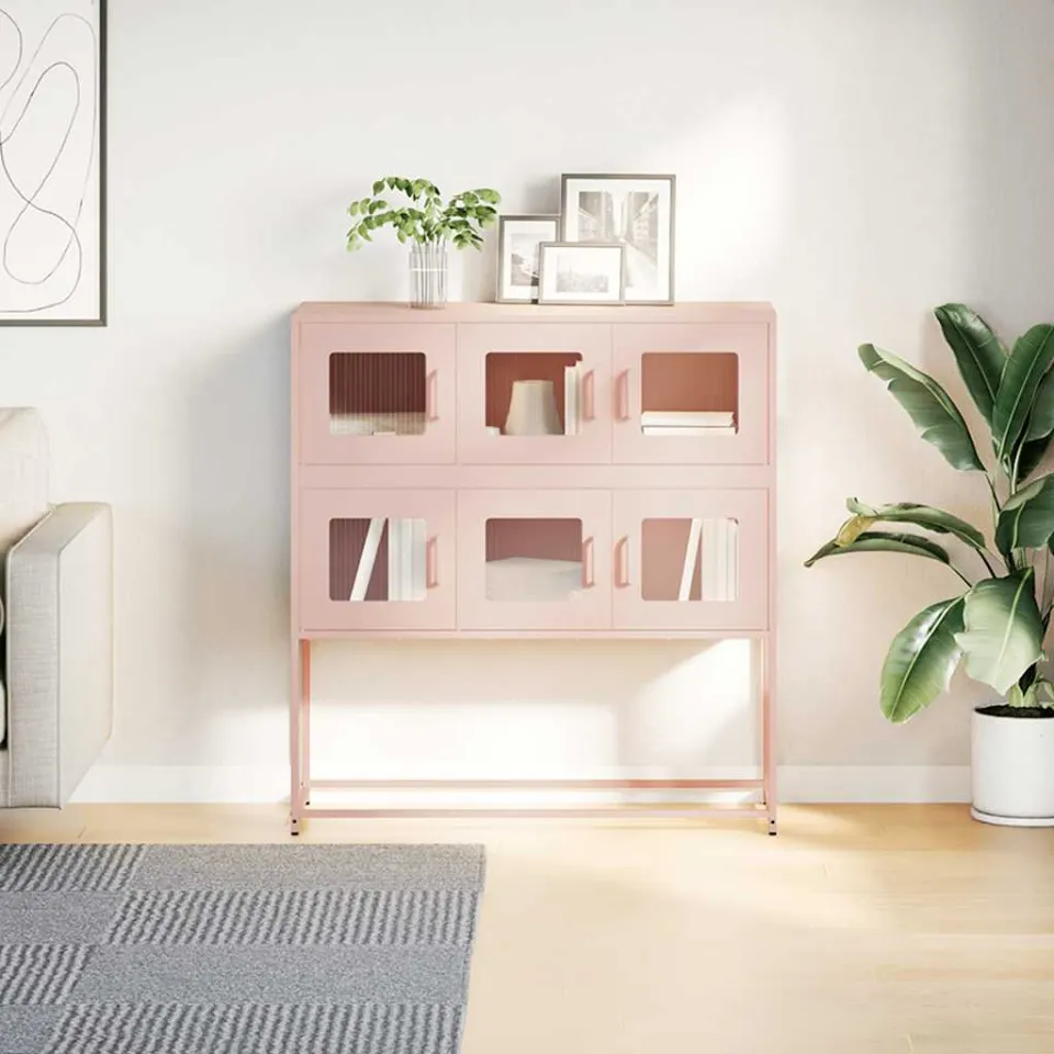 vidaXL Dressoir 100,5x39x107 cm koudgewalst staal roze, foto 3