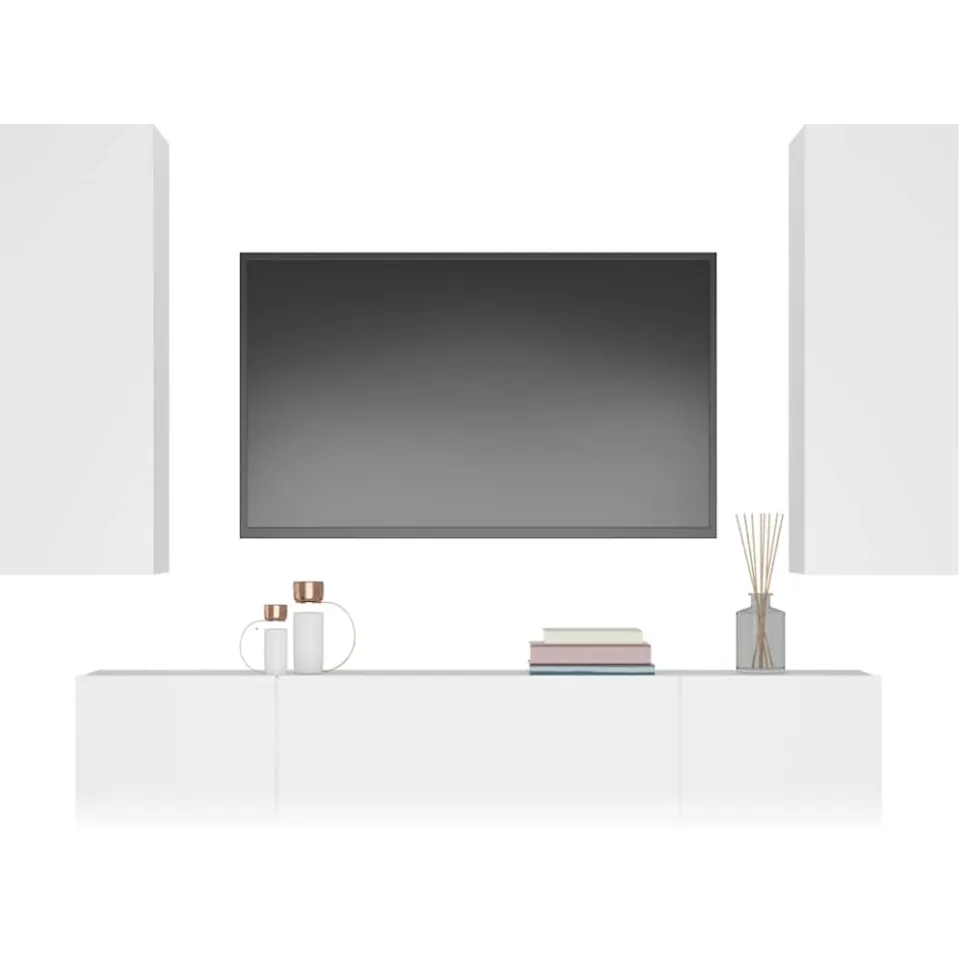 vidaXL 4-delige Tv-meubelset bewerkt hout wit