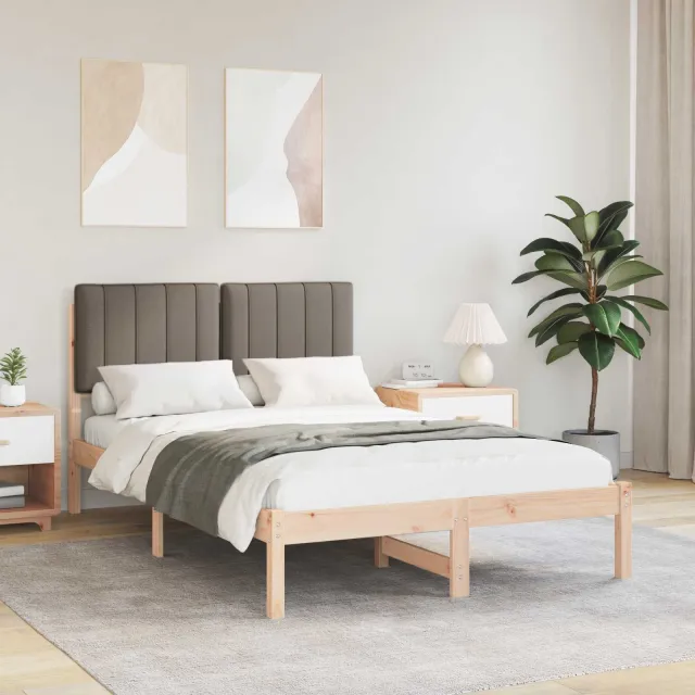 vidaXL Bedframe met Gevoerd Hoofdgedeelte Naturel en taupe Bruin