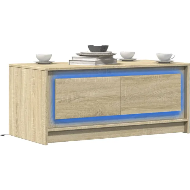 vidaXL Salontafel met LED-verlichting bewerkt hout sonoma eikenkleurig, foto 2