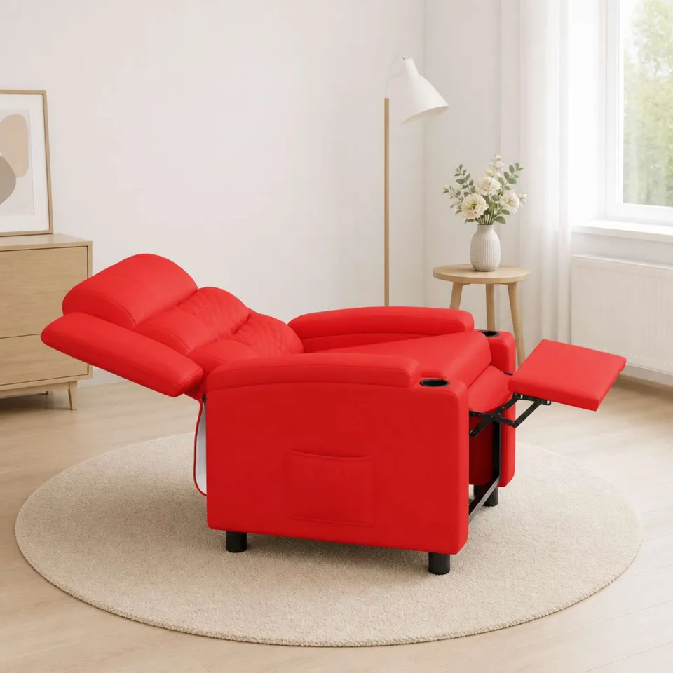 vidaXL Ligstoel Rood 75 x 93 x 98 cm Stof, foto 3