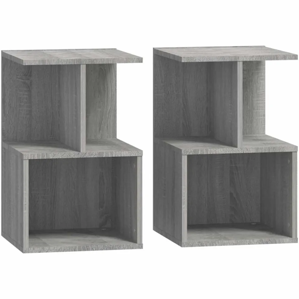 vidaXL Nachtkastjes 2 st 35x35x55 cm bewerkt hout grijs sonoma eiken, foto 3