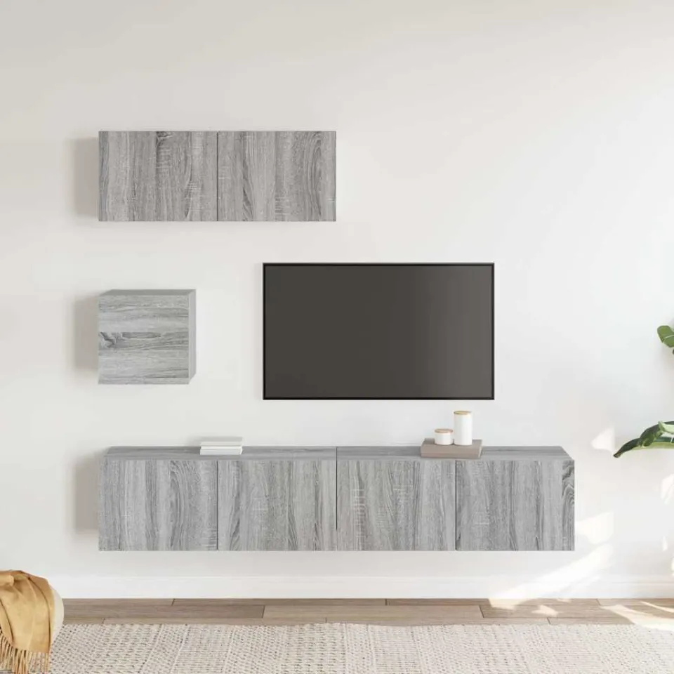 vidaXL 4-delige Tv-meubelset bewerkt hout grijs sonoma eikenkleurig, foto 3