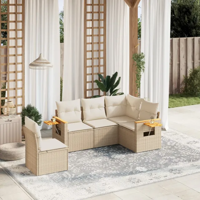 vidaXL Patio Sofa Set 5-zits Beige and Cream, foto 2