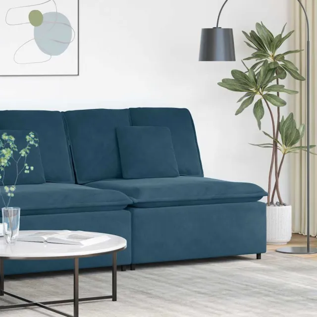 vidaXL Modulaire bank middenmodule met kussens 100 cm blauw