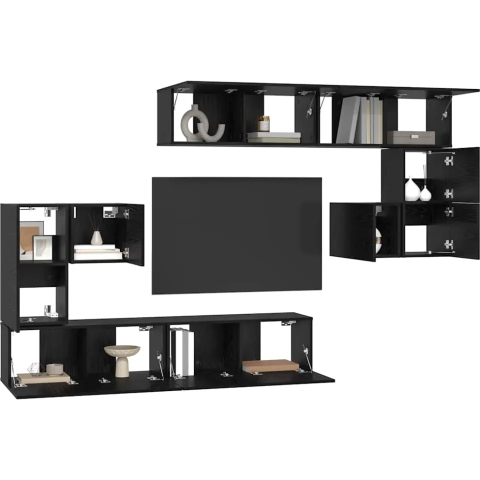 vidaXL TV Eenheden 4 st 80 x 30 x 30 cm Zwart Eiken